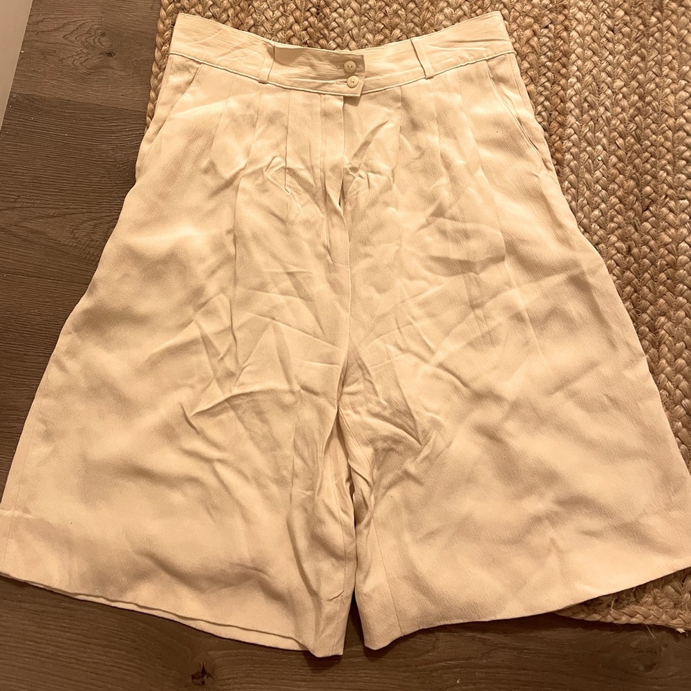 Cream SILK culotte shorts